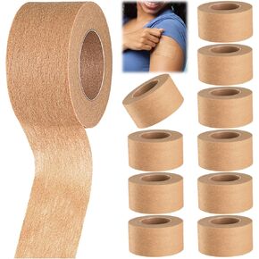 12 Rolls Micropore Tan Tape Skin Tape Adhesive Tape Non Woven Paper Tape for Household Supplies (1 Inch x 10 Yards)