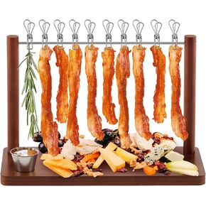 16 Inch Bacon Display Rack Bacon Tray Wooden Bacon Hanger Bacon Serving Dishes Meat Display Holder for Wedding Home Party Housewarming Gifts