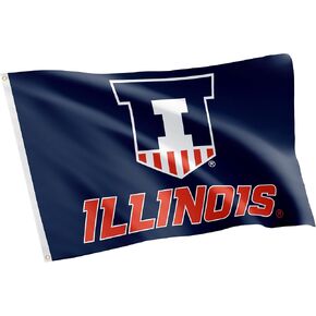 Desert Cactus University of Illinois UI Flag - 3 x 5 Feet Illini Banner, Indoor/Outdoor Durable Fabric, 100% Polyester Design (Style B)