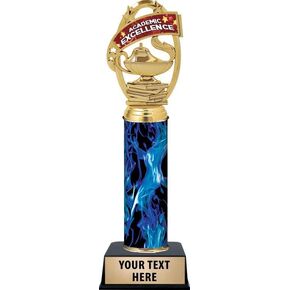 Personalized Academic Excellence Trophy, 11" Blue Academic Excellence Trophy Award, Customize Now Prime