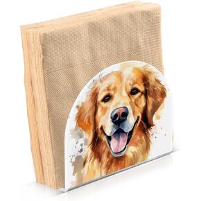 Napkin Holder, Smile Golden Retriever Napkin Holder for Tables Kitchen Restaurant Home Decor Cartoon Decorative Holder for Dinner Paper Napkins