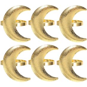 LUOZZY 6pcs Moon Shaped Napkin Rings Dinner Table Decorations Moon Shape Napkin Holders for Wedding Birthday Home Decorations