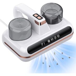 Bed Vacuum Cleaner Mattress Vacuum with UV 10Kpa Suction HEPA Filter 100W, 245nm UV Light & 10000 RPM/Min Recharging Battery Power, Heating, Brush Wheel Rotation, Large Suction, LED Display