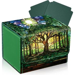 PU Leather Card Deck Storage Box for Mtg Cards Trading Card Storage Box Magic the Gathering Card Box with 2 Card Box Dividers for TCG CCG Magic Cards(Purple,Skull)