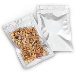 Mylar Bags with Ziplock 4.5" x 6.5" | 100 Bags | Sealable Heat Seal Bags for Candy and Food Packaging, Medications and Vitamins | Plastic and Aluminum Foil Packets for Liquid and Solids