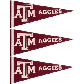 Texas A&M Mini Pennants - Size: 4" x 9" - Officially Licensed - 3 Pennants Per Pack