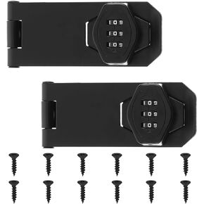 2 Pack Keyless Combination Lock for Cabinet 3-Digit Password Rotary Hasp Lock Black Door Security Lock Twist Knob Latch Lock Gate Locks for Cabinets Drawer Cupboard Closet Outdoor Garage Garden