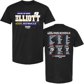 Chase Elliott 2025 NASCAR Cup Series Schedule T-Shirt Black