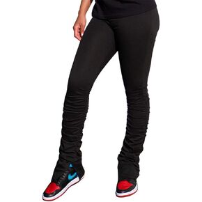 Women's Stacked Leggings Pants Split Hem Flare Stacked Pants Bell Bottom Sweatpants Plus Size Elastic with Drawstring in Saudi Arabia