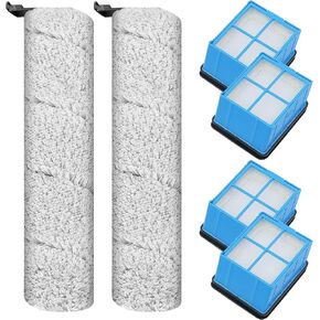3882 Brush Rollers and Filters Replacement Compatible with Bissell CrossWave OmniForce 3882 Vacuum Cleaner (2 Brush Rollers +4 HEPA Filters)