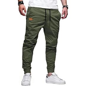 AIFARLD Casual Joggers Cargo Pants Fashion Mens Cotton Trousers Sweatpants Drawstring for Outdoor Hiking Jogging Work