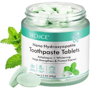 150 Tablets Toothpaste Tablets Chewable, Flouride Free Toothpaste Tabs, Travel Sized Oral Care Dental Tabs, Flouride & Plastic Free, Clean Effectively, Strengthen Teeth, Natural Eco Friendly