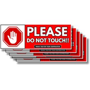 Do Not Touch Warning Vinyl Sticker Signs, 5 Pack, 3 x 8 inches, Premium Quality UV Resistant, Weatherproof, Waterproof Self-Adhesive Signs for Display Items, Personal Items, Business & Facilities.
