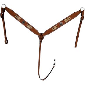 Breastcollar Roughout Leather Rawhide Beaded Horse Breast Collar Leather for Horses for Trail Riding Tack Set with Modern Accent - Full Size