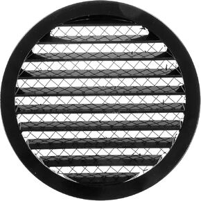 10" Black Vent Cover - Aluminum - Industrial Round Air Vent Louver - Metal Soffit Vent with Screen - Mesh - Round Vent Grille for House Or Garage Wall- (10" Inch, Black)