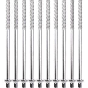 Yibuy 10 Pieces Drum Tight Screw Tension Rods Percussion Replacement 1/5" 110mm Silver