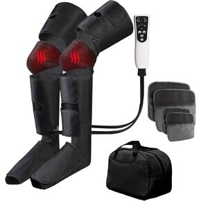 Leg Massager for Knee Heat, Air Compression Foot Massager, Thigh Massager and Calf Massager, Handheld Controller 3 Intensities 3 Modes (with 4 Extensions and Portable Bag), Gifts for Men