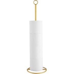 Toilet Paper Holder Stand, Free Standing Bathroom Tissue Paper Storage and Dispenser for 4 Spare Rolls, All Metal Sturdy Roll Storage Shelf, Gold