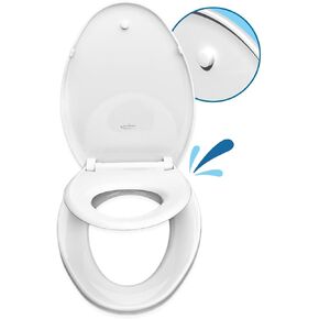 GenieBidet Toilet Seat Elongated, Detachable Toilet Seat with Toddler Seat Built In, Slow-Close Lid & Seat, Non Skid Bumpers - Potty Training Seat Detaches In 10 Seconds, Bright White