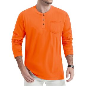 TACVASEN Men's Cotton Henley Shirts Long Slevee 3-Button with Pocket Moisture Wicking Casual Shirts