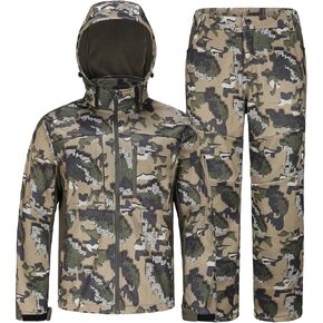 UIIHUNT Hunting Clothes for Men with Fleece Lining: Safety Strap Compatible Water Resistant Silent Hunting Jacket and Pants