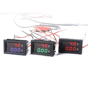 3 Pack 0.28" Digital Voltmeter Ammeter DC 100V 10A Amp Voltage Current Meter Tester 3 Bits Blue + Red Dual LED Display Panel with Connect Wires