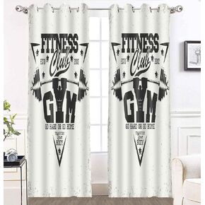 Fitness Curtain 52x84 Inches Gym Dumbbell Aerobic Exercise Pattern Printed Window Drapes for Living Room Bedroom Home Decoration CLXTMN257