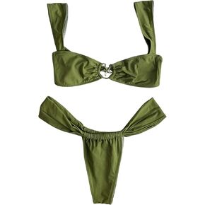 SHENHE Women's Sexy High Cut Thong Bikini Set O Ring Cheeky Micro Brazilian Bikini Swimsuits