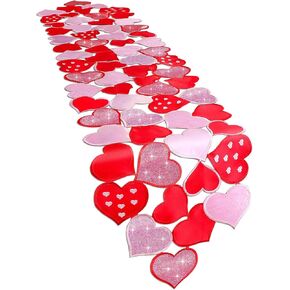 Embroidered Valentine Day Table Runner Love Heart Table Runner 15.7 x 68.9 Inch Valentines Decorations Heart Valentines Day Table Cover for Wedding Valentines Table Decor (Red and Pink, Red, Rose Red)