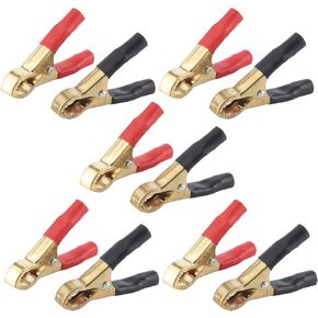 5Pair Alligator Clips Electrical, 50A 3.1inch Heavy Duty Insulated Pure Copper Charging Battery Clips Alligator Clamps, Spring Loaded Truck Car Electrical Battery Test Jumper Lead Probe