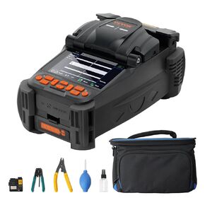 VEVOR Fiber Fusion Splicer 6 Motors, Core Alignment Fiber Optic Fusion Splicer with 4" Digital LCD Screen, 3 in 1 Optical Fiber Holder, Auto Focus Optical Fiber Cleaver Kit 5-6s Splicing 9-25s Heating