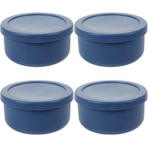 DOITOOL 4PCS Pizza Dough Proofing Box, Silicone Stackable Pizza Dough Proofing Container with lid, Pizza Proofing Container for Family Size Dough,700ml (Blue)