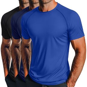 Huukeay 3 Pack Men's Short Sleeve Swim Shirts, UPF 50+ Rash Guard Tees Quick Dry Lightweight Fishing Running Hiking T-Shirts in Kuwait