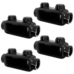 OHLECTRIC 4 Pack - in-Line Splice Connector - 1/0-14 AWG - Black Insulated Connector - 3/16 Allen Hex Screw - Rugged Di-Electric Rubber/Vinyl Coating - Rated up to 600 Volts