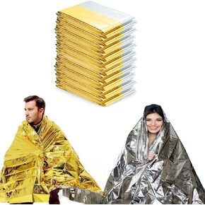 ISOP Rescue Blanket Gold & Silver | 11 Units Large Size 82 x 63 in | Emergency Thermal Blankets Survival Blankets First Aid | Warmth Retaining Blanket | Multi-Use Lightweight & Compact