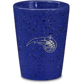 Rico Industries NBA Basketball Orlando Magic Primary 2oz Shot Surmic Lot Glass للمشجعين ، بالليزر محفور في Glass Single Shot Glass