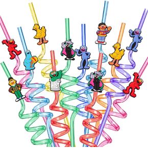Sesame Friends Street Birthday Party Supplies,24 Sesame Friends Street Drinking Plastic Straws with 2 Cleaning Brush 8 Different Pattern Designs for Sesame Street Birthday Party Supplies.47 ZMJ-XG in Saudi Arabia