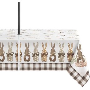 Horaldaily Easter Outdoor Tablecloth 60×84 Inch, Spring Carrots Bunny Seasonal Table Cover with Zipper Umbrella Hole for Party Dinner Patio Garden Picnic BBQ
