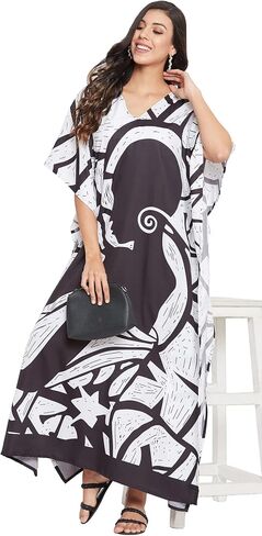 Oussum Women Polyester Casual Kaftan Long Plus Size Summer Beach Caftan Cover Ups Maxi Dresse for Ladies in Saudi Arabia