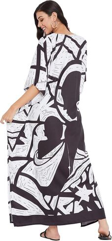 Oussum Women Polyester Casual Kaftan Long Plus Size Summer Beach Caftan Cover Ups Maxi Dresse for Ladies in Saudi Arabia