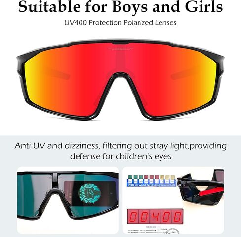 FEISEDY Kids Teens Baseball Polarized Sunglasses Lightweight TR90 Frame UV400 Sports Cycling Shades for Boys Girls B0186 in Saudi Arabia