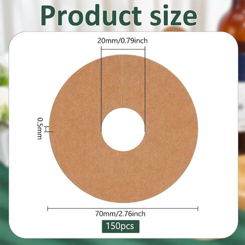 FINGERINSPIRE 150 Pcs Drink Name Tags for Wine Glasses Paper Wine Glass Marker Blank Wine Glass Charm 70mm Round Brown/White Cocktail Champagne Tag Identification Marker for Party Guest in Saudi Arabia