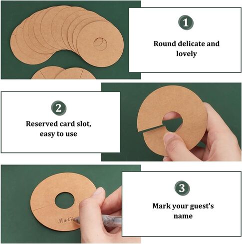 FINGERINSPIRE 150 Pcs Drink Name Tags for Wine Glasses Paper Wine Glass Marker Blank Wine Glass Charm 70mm Round Brown/White Cocktail Champagne Tag Identification Marker for Party Guest in Saudi Arabia
