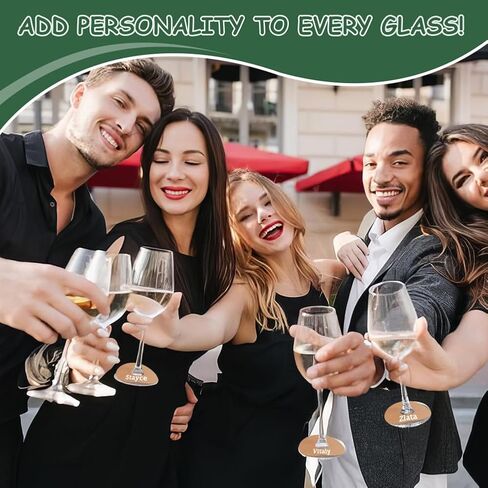 FINGERINSPIRE 150 Pcs Drink Name Tags for Wine Glasses Paper Wine Glass Marker Blank Wine Glass Charm 70mm Round Brown/White Cocktail Champagne Tag Identification Marker for Party Guest in Saudi Arabia
