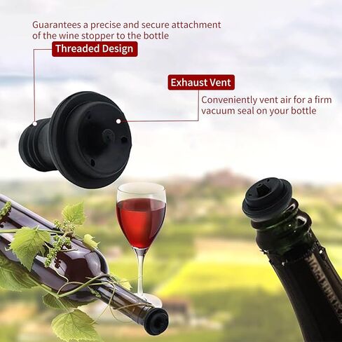 Wine Saver Vacuum Pump with 8 Vacuum Wine Stoppers, Silicone Wine Bottle Stoppers, Reusable Bottle Sealer Keeps Wine Fresh, Leak Proof Keep Fresh Suitable for All Standard Wine Bottles in Saudi Arabia