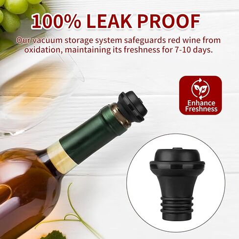 Wine Saver Vacuum Pump with 8 Vacuum Wine Stoppers, Silicone Wine Bottle Stoppers, Reusable Bottle Sealer Keeps Wine Fresh, Leak Proof Keep Fresh Suitable for All Standard Wine Bottles in Saudi Arabia