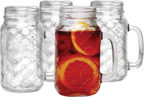 مجموعات من 4 أكواب Mason Jar 24oz مع مقابض زجاجية ، in Saudi Arabia