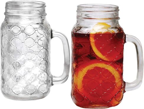 مجموعات من 4 أكواب Mason Jar 24oz مع مقابض زجاجية ، in Saudi Arabia