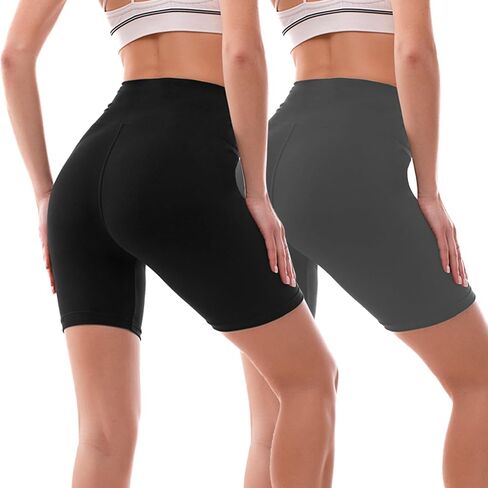 Ipletix 2 Pack Biker Shorts Women, 6" High Waisted Yoga Running Workout Spandex Shorts in Saudi Arabia