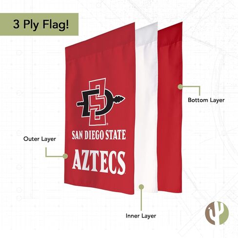 Desert Cactus San Diego State University SDSU Garden Flag - 19 × 12 بوصة San Diego State Aztecs ، للعرض في الهواء الطلق والأحداث (التصميم F) in Saudi Arabia